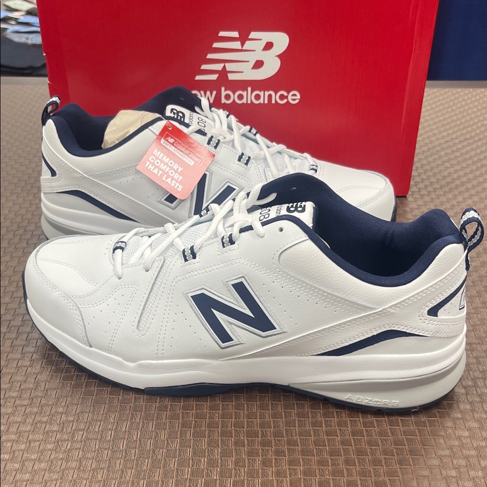 New Balance 608 Men's Athletic Shoes in White and Navy